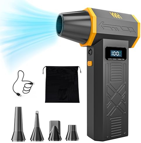 KKH Portable Electric Air Duster with Led Light, Powerful 120000RPM 4 Speed Adjustable Mini Turbo Blower for Cleaning, Rechargeable Cordless Dusters for Home Car Outdoor PC Computer Keyboard