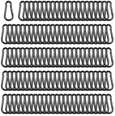 High-PQ Karabinerhaken, Schwerlast-Verzinkter Schnapphaken mit 50 kg Tragkraft, Ideal für Outdoor, Schaukel und Reisezubehör (Schwarz M4, 4 cm, 50 Stück)