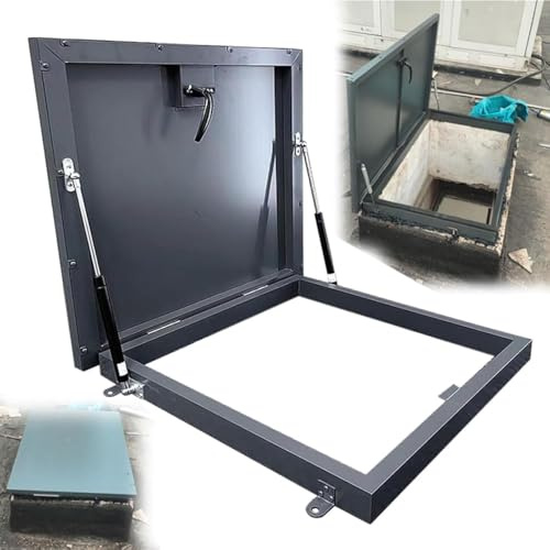 Générique Trappe de Toiture Sol Trappe D'accès Au Plafond, Puits de Lumière et Trappe de Toit avec Tige de Support/poignée pour Entrepôt Escaliers, Garages,Black-90x90cm
