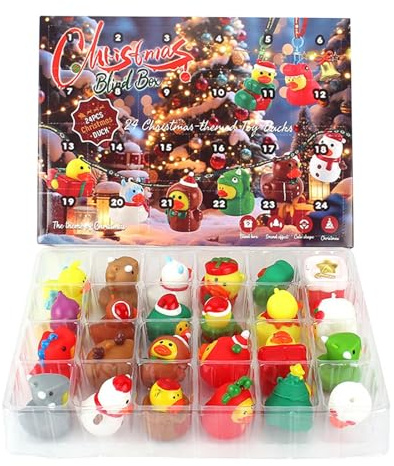 Calendrier de l'Avent en caoutchouc - Calendrier de l'Avent 2025 - Compte à rebours de Noël - Mini figurines de collection de 24 jours - Jouet pour enfants, adolescents, femmes, hommes, adultes