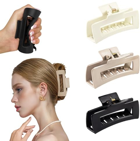 Vesavifaka Juego de 3 pinzas de pelo Cloud Claw para mujer, 10,5 CM, suaves, flexibles y cómodas, pinzas para el cabello irrompibles de silicona, pinzas grandes antideslizantes para cabello fino,