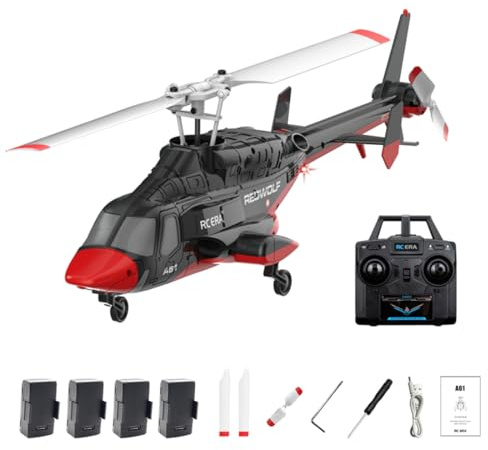 RCXTechPro RC ERA A61 Flying-Wolf 4CH Einrotor 1:53 RC-Hubschrauber mit optischem Fluss-Schwebeflug, Höhenstabilität 2,4G-Ferngesteuerter Helikopter, RTF-Militärflugzeug für Erwachsene