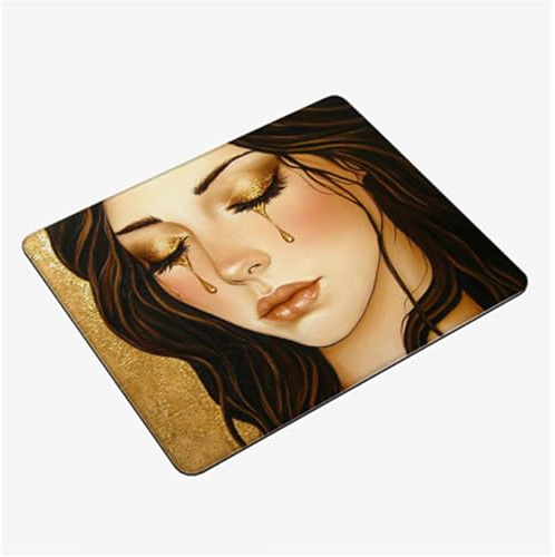 Alfombrilla Ratón Abstracto Mini Mousepad 40x30cm, Mujer Alfombrilla Gaming, Tapete Escritorio con Bordes Cosidos, Protector Escritorio con Base Goma Antideslizante Oficina Accesorios Gaming S0-378