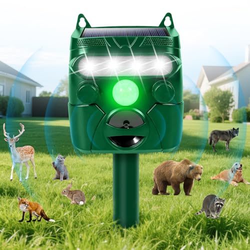 PQETBV Répulsif pour Animaux à Ultrasons, Repulsif Chat Solaire, Repulsif Chat Exterieur Ultrason avec Capteur, Charge USB, Répulsif Chat Chien Jardin pour Chats