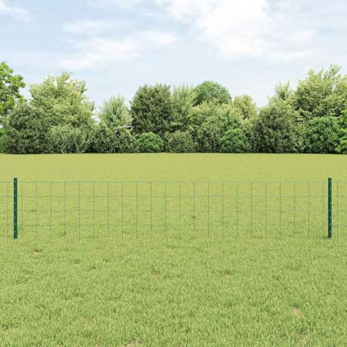 Solivagant Clôture avec Poteau Vert 0,4 x 10 m Acier et PVC,(5.02 KG)
