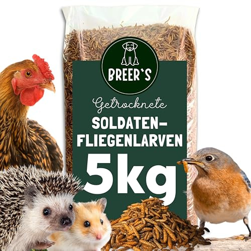 BREERs Soldatenfliegenlarven getrocknet 5 Kg Futter Wildvogelfutter ganzjährig Igelfutter Hamster Eichhörnchen Fischfutter Nager Reptilien Geflügelfutter