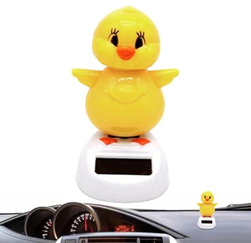 Solenergi gul - Wobblers kyckling, kraftbil hänge, dansdocka skakar huvudet, söt skalformad wobblehead med ornament | För kit med