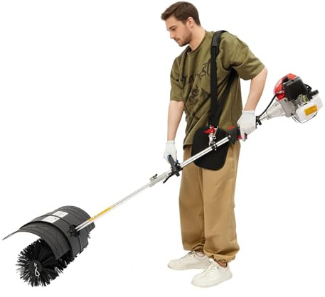 Balai à essence manuel 52 cc 2 temps 1,7 kW Largeur de travail 50,8 cm Balayeuse à neige Brosse de nettoyage pour gazon artificiel Jardin Rouge Noir
