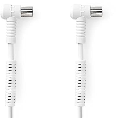 NEDIS - Câble coaxial - IEC mâle - IEC femelle - nickelé - 75 Ohm - quadruple blindage - 20 m - rond - PVC - blanc