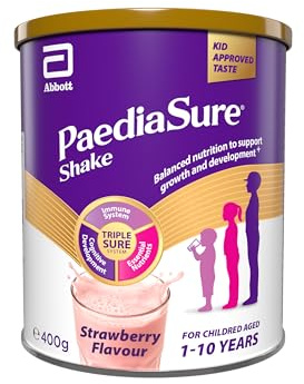 PaediaSure Shake – Strawberry– Multivitamin for Kids – 400g | 26 vitamins & minerals, protein, Vitamin D supplements healthy growth & development, suitable for ages 1–10