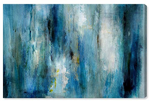 The Oliver Gal Artist Co. Abstract Wall Art Canvas Prints 'Plenty Rain' Paint Home Décor, 45 x 30, Blue, White