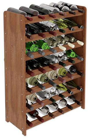 Lenmar, Wählen Sie Ihre Farbe, RW-3-63, Weinregal aus Holz, 118 x 72 x 26,5 cm, für 63 Flaschen, 9 liegen, Natur, Braun, Antrazit Flaschenregal für Wein, Lagerung für Flaschen (RW-3-42 Braun)