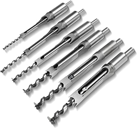 Juego de Brocas Cuadradas para Madera, 6 Piezas, 0.6-1.6 cm (1/4-5/8 pulgadas), Brocas de Mortaja