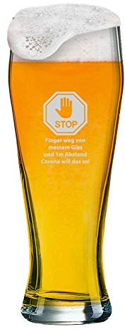 Vaso de trigo con grabado de [nombre] + logotipo, 0,5 litros de cerveza blanca Baviera con diseño (Corona) y un nombre de su elección como grabado (motivo 06)