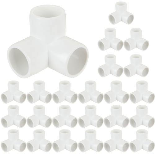 24 Pack 3/4 Inch PVC Fittings - Pipe Fitting 3 Way Elbow Connector - PVC Tee Furniture Joint Corner Fitting for Building Furniture Greenhouse Shed Pipe Tent Connection