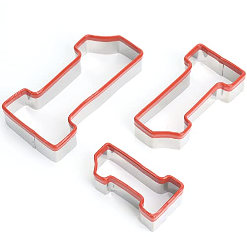 COOKIEQUE 2-Piece Number One Cookie Cutters 4 3.5, 1 Cookie Cutter Set, Unique Design with Protective Red Top PVC