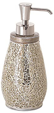 GEDY G-Myosotis, Dispenser Sapone Panna, Dosatore Sapone Bagno Realizzato in Ceramica e Vetro, Garanzia 2 Anni, Misure 19X8,5X8,5 CM e Peso 0,458 kg, Design R&S Gedy