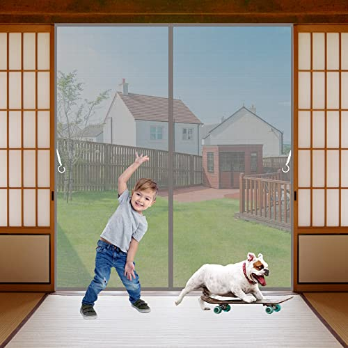 LZHBD Fliegengitter Insektenschutz, 150x230 cm Fenster Rollo Insektenschutzrollo Ohne Bohren Kinderleichte Klebemontage, Grau, Neuste Version