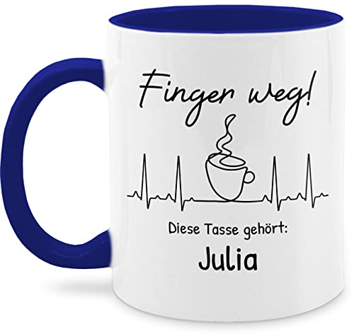 Tasse 325ml - Kollegen - Finger weg, diese arbeit gehört | Spruch arbeit | Arbeitstasse lustig | Sprüche Tasse lustig - 325 ml - Dunkelblau - kaffeetasse für freundin