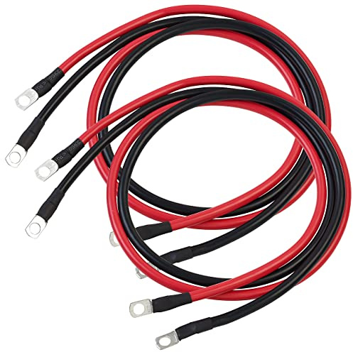 revolt Autobatterie-Ladekabel: 4er-Set Batteriekabel, je 100 cm, 16 mm², rot/schwarz (Batteriewechselrichterkabel, Fahrzeugkabel, Auto)