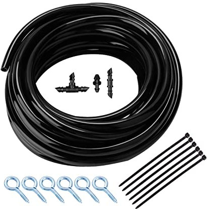 EDYCARX 25ft 1/4 CO2 Drilled Tubing, Black PU, Grow Room CO2 Injection System, Kit Includes Tubing, Fittings & Accessories, Compatible with CO2 Regulator