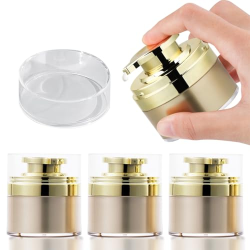 Voyyphixa 3 Stück 30ml Airless Pumpe Tiegel Vakuumflasche für Creme Airless Pump Jars Airless Containers Cosmetic Lotion Gläser Creme Spender Cosmetic Tragbarer Reise Vakuum Pumpflasche Behälter