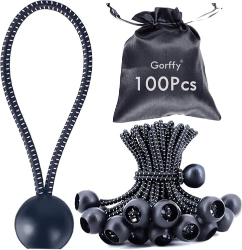 Gorffy Spanngummis mit Kugel 100 Stück, Latex Planenspanner mit Kugel 15cm, Zelt Gummispanner mit Kugel, Spanngummi mit Kugel für Banner, Plane, Pavillon und Zelt