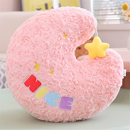 Kuschel Zierkissen Wolken,Flauschige Weiche Kuschelkissen Deko Kissen Wolke Mood Stern Form,Dekokissen für Kinderzimmer Couch Schlafzimmer Sofa (Rosa Mond,42cm)