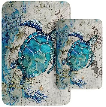 Britimes Badezimmerteppich-Set, 40,6 x 61 cm und 50,8 x 81,3 cm, Ozean, nautisch, 2 Stück