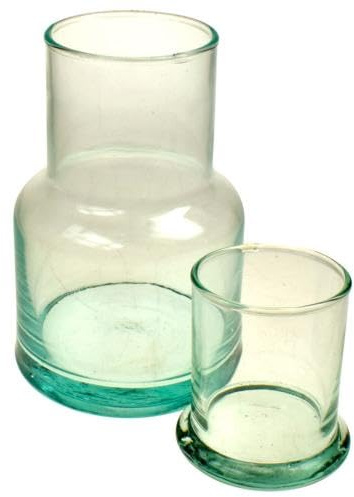 Carafe with Lid Recycled Glass, 15.5cm Height