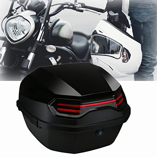 JUNNIU Motorrad-Topcase, Motorrad-Tages-Heckbox, Kofferraum, abschließbar, bietet Platz für 2 Helme, wasserdichte Motorrad-Topbox, 38,1 x 38,1 x 27,9 cm, Schwarz Decoration