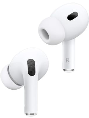 Apple AirPods Pro (2nd Gen) Wireless Earbuds, Personalized Spatial Audio MagSafe Charging Case (USB-C) Bluetooth Headphones for iPhone (MTJV3)