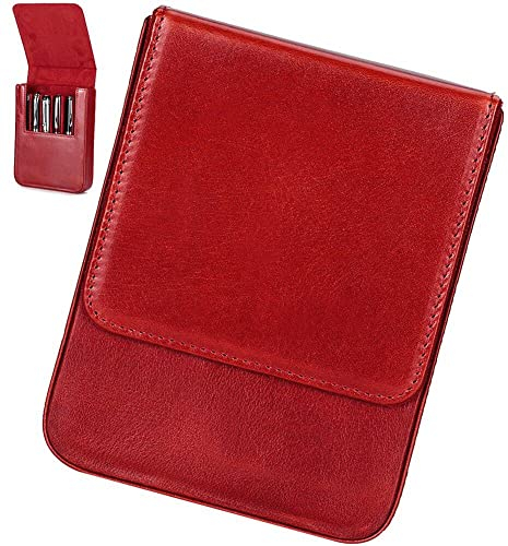 Sanfly Sac à Stylo à Bille roulante en Cuir de Vache Fait à la Main, étui à Stylo Plume en Cuir, Porte-Crayon pour 6 stylos, Organisateur pour Fournitures Scolaires et de Bureau