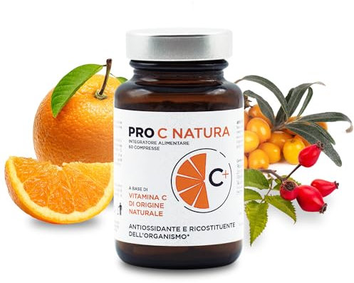 FB PHARMA - integratore VITAMINA C NATURALE con estratto di ROSA CANINA - OLIO OLIVELLO SPINOSO - ARANCIA ROSSA, 60 capsule con estratti naturali titolati. Formula studiata in Italia