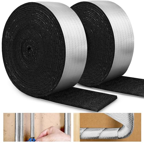 32.8 FT Pipe Insulation Wrap,Foil Pipe Wrap Insulation Tape Self Adhesive for Outdoor Indoor Pipe Insulation Wrap Freezing Weather (Black 1pack)