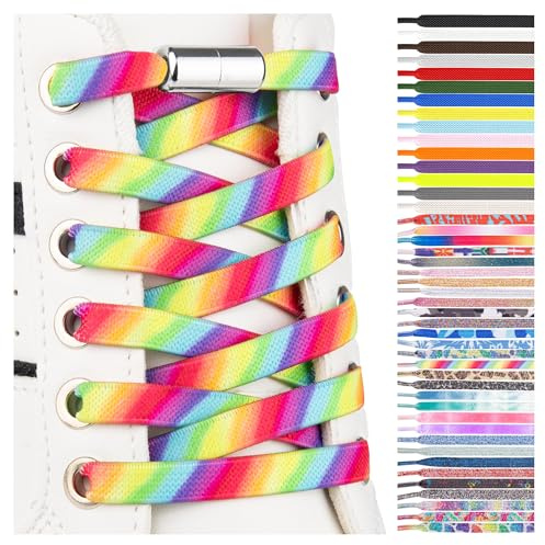SULPO flache Schnürsenkel ohne Binden - Schnürsenkel bunte Schnellverschluss - Elastische Schuhbänder - Gummi - Schnürsenkel - Senkel für Kinder & Erwachsene