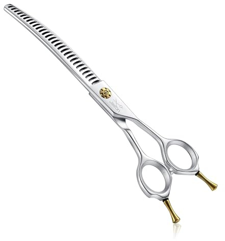 JASON 7” Effilierschere für Hunde - 28 Zähne Profi Hundeschere, Japanisch 440C-Edelstahl Pflegeschere Professionelle Fellschere mit Verstellbarer Schraube mit symmetrischem Griff