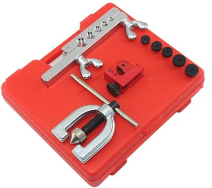Precise Brake Line Flaring Tool Set with Cutter and 5 Adapters, Compatible with Brass Tube Repair Tools of Various Tube Sizes