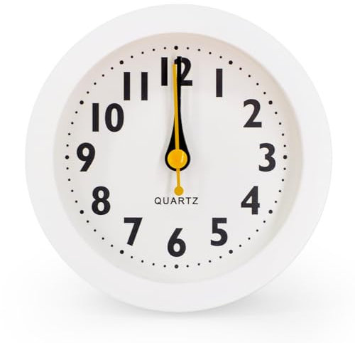 Chedin Mit Nachtlicht, Rund Wecker, Kinder Wecker, ohne Ticken Kinderwecker, Lernwecker Kinderwecker Digital für Schlafzimmer (Weiß)