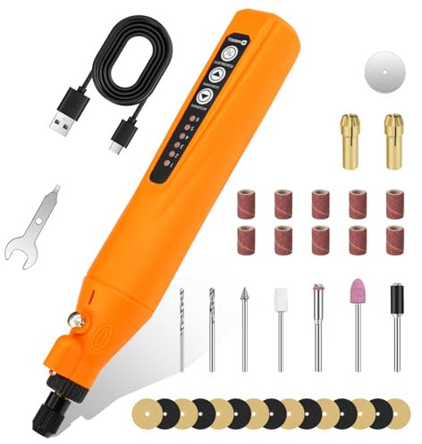 HARDELL Cordless Rotary Tool Kit, 18000 RPM 6-Speed with Powerful Motor, Rotary Tool Kit with 35pcs Accessories, 2000mAh Battery for Sanding, Engraving, Grinding, Polishing, DIY