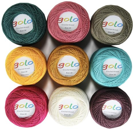 golo Stickgarn virkgarn 9 bollar 10 g för handstickat virkgarn gänga virkning