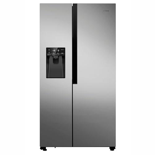 Teknix THSBS1791PLUX American Side by Side Door Fridge Freezer - 562L Capacity - Plumbed Water Dispenser - Frost Free - Stainless Steel, H178.7 x W91.0 x D69.0 (cm)