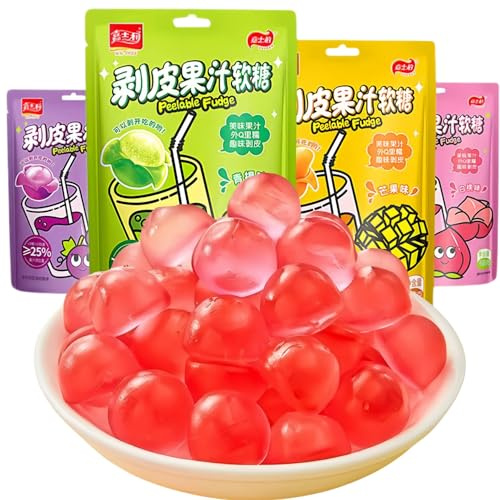 White peach peeled candy mango peeled candy 68g/pack 30% juice content soft candy peeled soft candy healthy dessert wedding candy candy ready-to-eat fruit snacks (4 flavors)