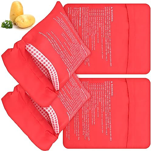 4PCS Bolsa Patatas Microondas Bolsa de Papa Microondas Saco Patatas Cocina Cocer Patatas Microondas Bolsa para Asar Patatas Bolsas Patatas Asadas Lavable y Reutilizable Potato Express Bag Microwave