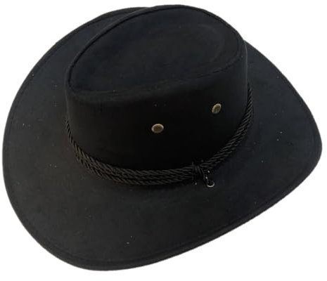 Blausky Cowboyhut für Männer & Frauen,Western Cowboyhüte Retro Cowboy Hut Breite Krempe Sonnenhut Wildleder-Reisehut Westernhut Westernstyle Kopfbedeckung für Karneval Mottoparty,Schwarz