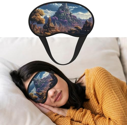Augenmaske zum Schlafen, atmungsaktiv, lichtblockierend, Schlafmaske, Fantasie, Stadt, Nacht, Augenbinde, weich, bequem, Nacht-Augenschutz, für Männer und Frauen, Augenabdeckung für Nickerchen zu