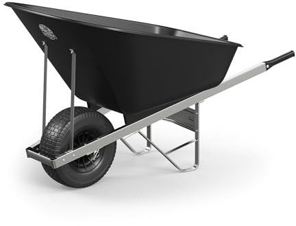 Agri Barrow Wheel Barrow 160 Litre Plastic Wheelbarrow with Puncture Proof Fat Tires - Black, Ideal for Equestrians, Gardeners, Yard & Garden Maintainers, Farmers, Stable Workers, Allotment Owners