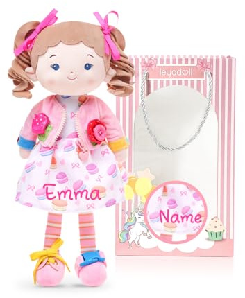 LeyaDoll Personalisierbare Montessori-Stoffpuppe, Geschenk ab 2 Jahren | Schnallen & Reißverschlüsse zum Üben der Feinmotorik, robuste Kreuznähte, maschinenwaschbar, rosa Geschenktüte inklusive