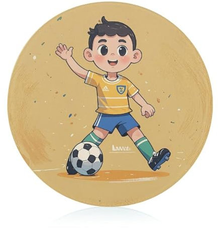 Football Cutting Board Round Tempered Glass Serving Board for Kitchen, Personalized Small Cut Mats Quick Dry Chopping Block for Home Camping Picnic 7.9 X 7.9 In