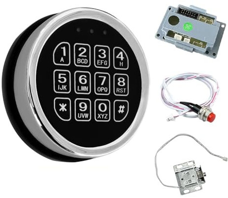 Fangxuee Reemplazo de Cerradura de Caja Fuerte, Cerradura con Teclado de Aleación de Zinc con Acceso por Solenoide, Placa Base con Cable Plano de 14 y Botón de Reinicio.